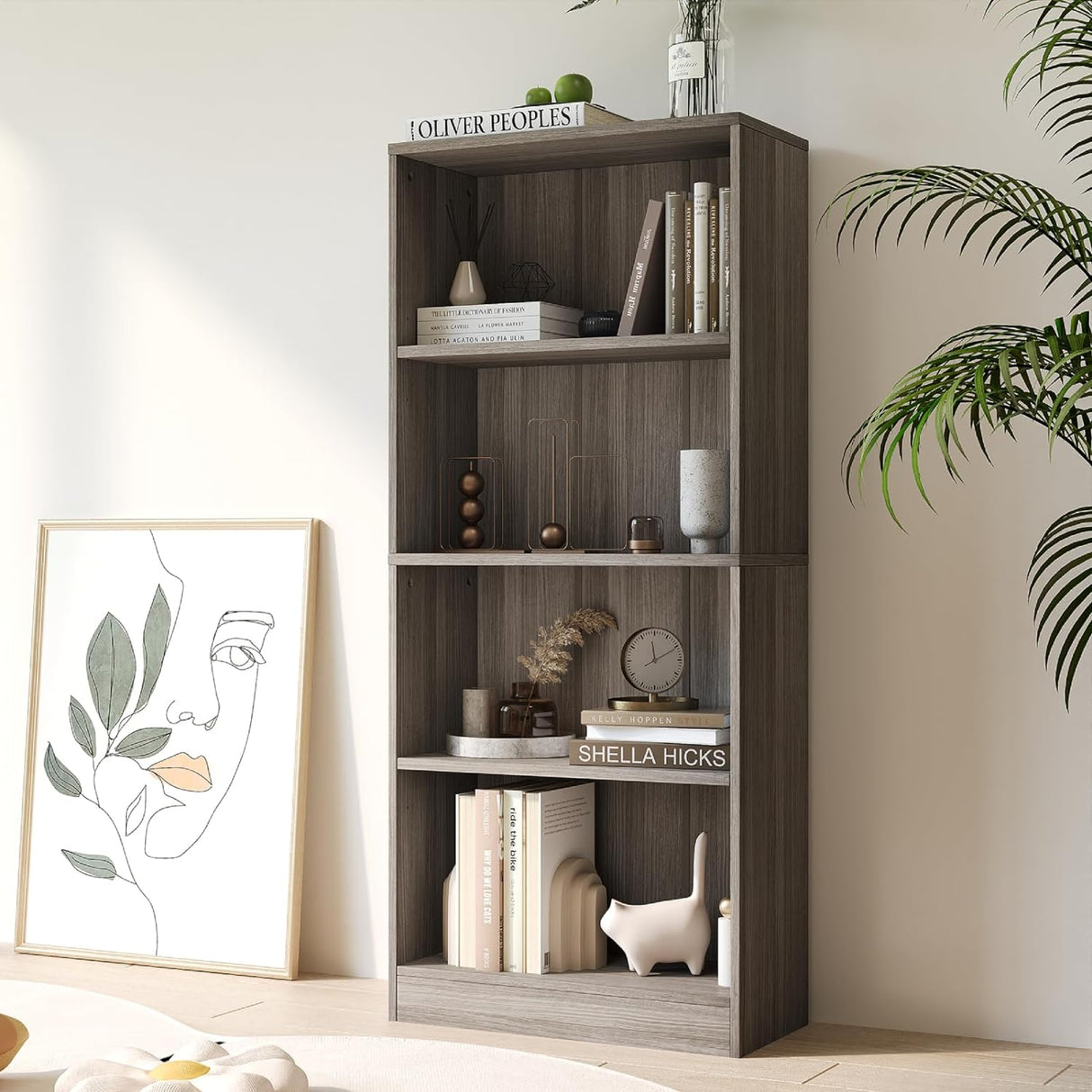 Vicllax Librería de Madera, Estantería Abierta Ajustable en Altura de 4/5 Estantes para Oficina en casa 