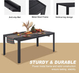 Vicllax Outdoor Patio Rectangular Dining Table for 6, Wood-Plastic Composites Table Top Metal Frame