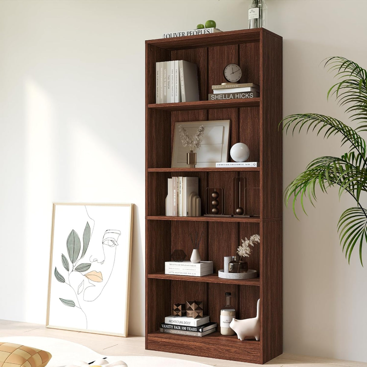 Vicllax Librería de Madera, Estantería Abierta Ajustable en Altura de 4/5 Estantes para Oficina en casa 