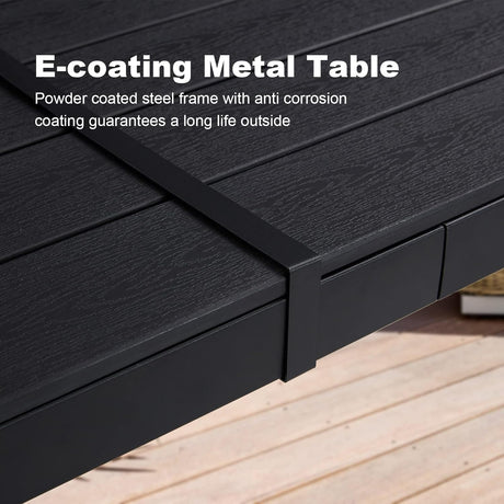 Vicllax Mesa de comedor rectangular para 6 personas, tablero de madera y plástico compuesto, estructura de metal 