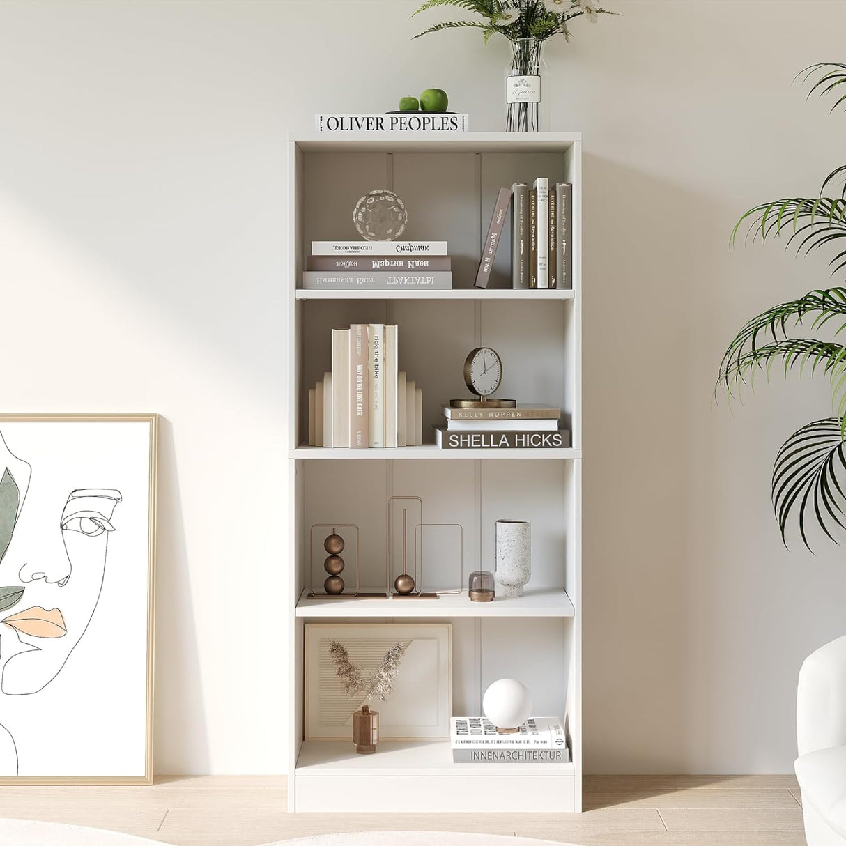 Vicllax Librería de Madera, Estantería Abierta Ajustable en Altura de 4/5 Estantes para Oficina en casa 