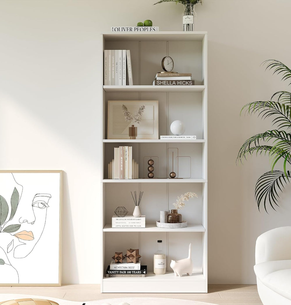 Vicllax Librería de Madera, Estantería Abierta Ajustable en Altura de 4/5 Estantes para Oficina en casa 