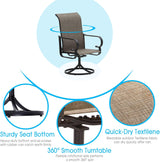 Vicllax Outdoor Swivel Dining Chairs, Patio Chair with Round Armrests, Set of 2/4/6