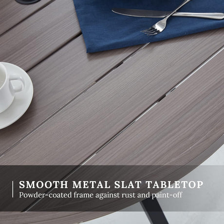 Vicllax Juego de comedor para patio de 5 piezas, mesa redonda para patio de 42" y sillas de mimbre para exterior 