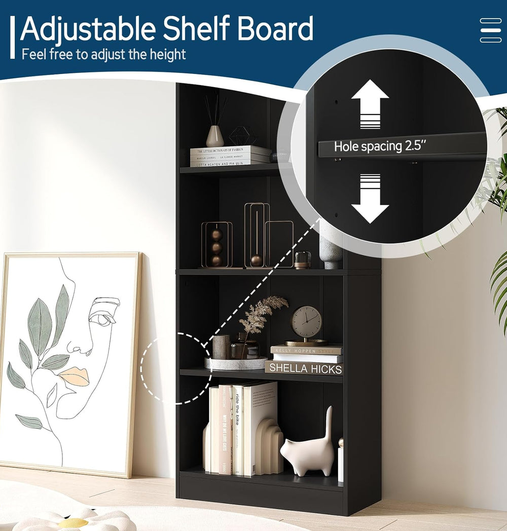 Vicllax Librería de Madera, Estantería Abierta Ajustable en Altura de 4/5 Estantes para Oficina en casa 