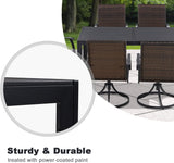 Vicllax Outdoor Patio Rectangular Dining Table for 6, Wood-Plastic Composites Table Top Metal Frame