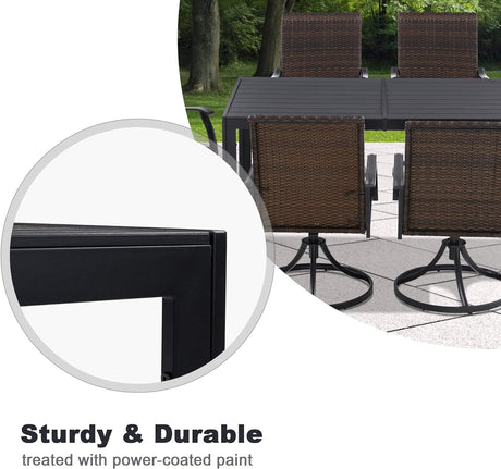 Vicllax Mesa de comedor rectangular para 6 personas, tablero de madera y plástico compuesto, estructura de metal 