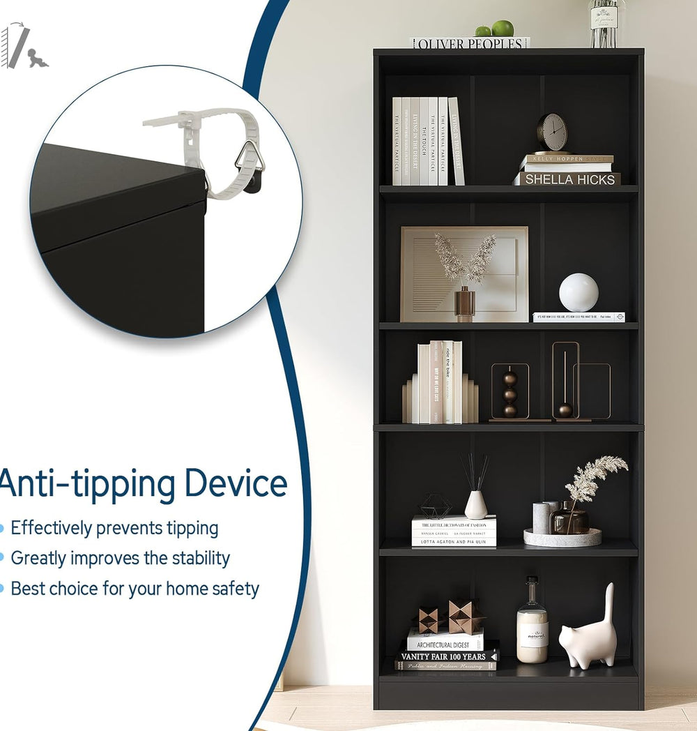 Vicllax Librería de Madera, Estantería Abierta Ajustable en Altura de 4/5 Estantes para Oficina en casa 