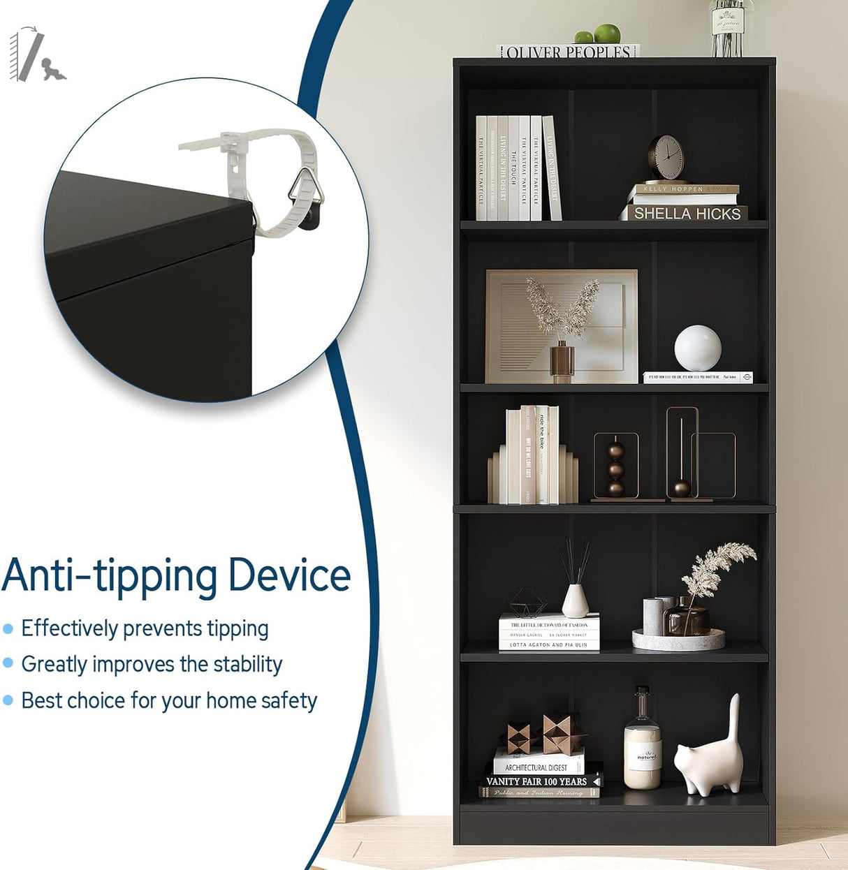 Vicllax Librería de Madera, Estantería Abierta Ajustable en Altura de 4/5 Estantes para Oficina en casa 