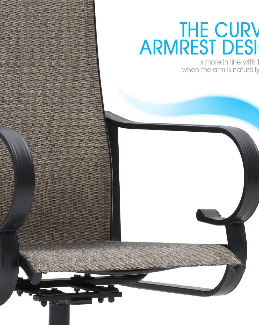 Vicllax Outdoor Swivel Dining Chairs, Patio Chair with Round Armrests, Set of 2/4/6