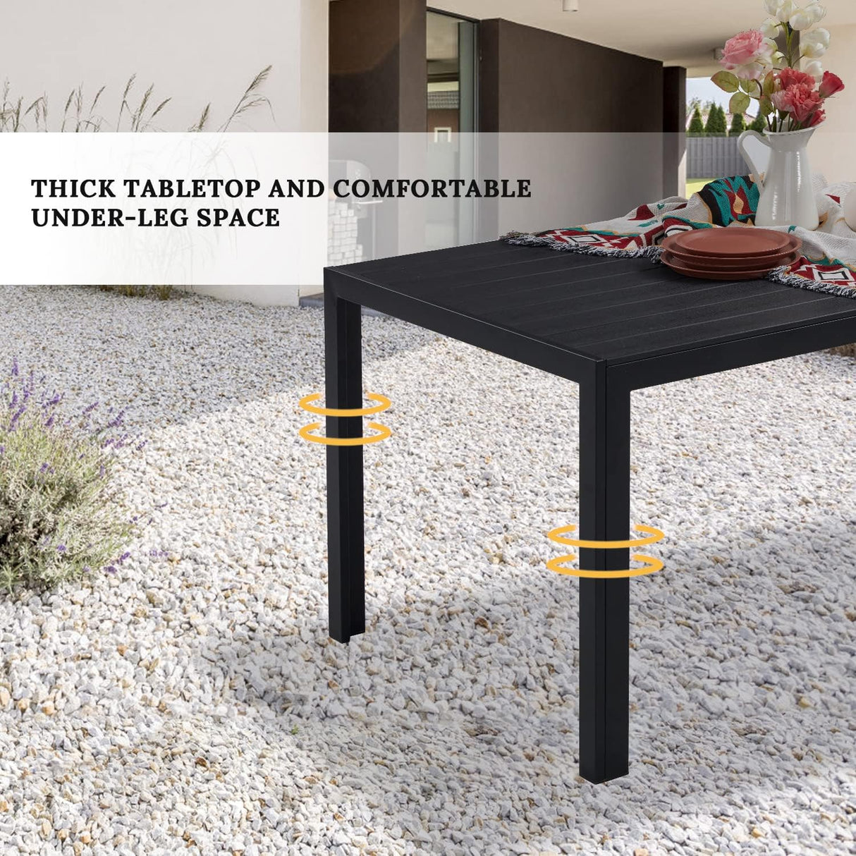 Vicllax Patio Dining Set, Outdoor Dining Table, Patio Benches, Patio Chairs