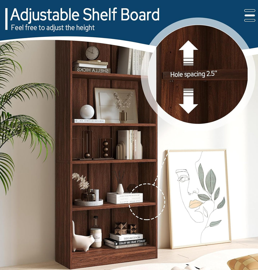 Vicllax Librería de Madera, Estantería Abierta Ajustable en Altura de 4/5 Estantes para Oficina en casa 