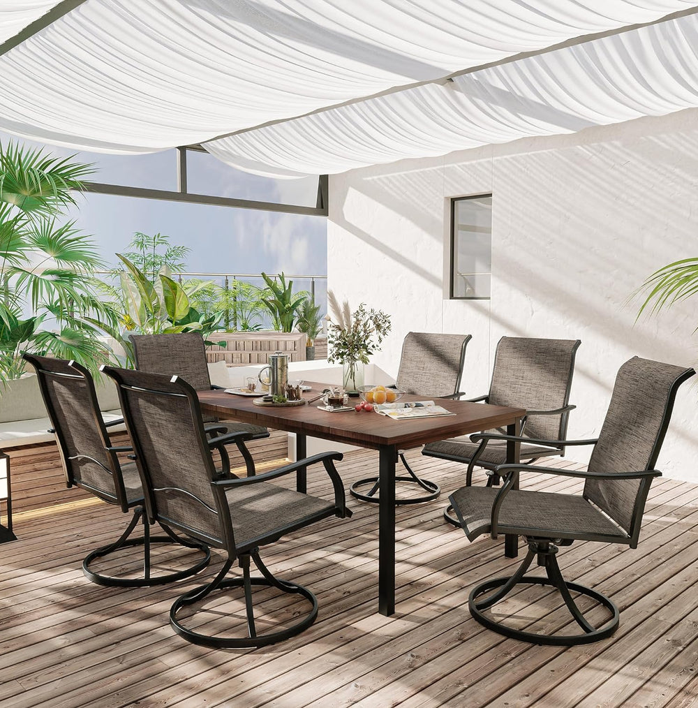 Vicllax 7-Piece Patio Dining Set, Patio Swivel Chairs and 63‘’ Outdoor Dining Table
