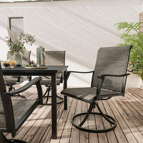 Vicllax 7-Piece Patio Dining Set, Patio Swivel Chairs and 63‘’ Outdoor Dining Table