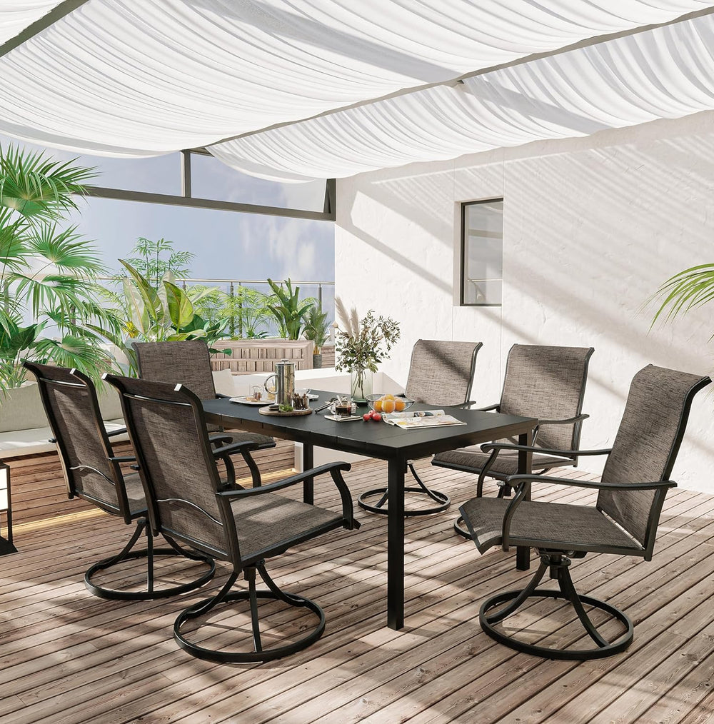 Vicllax 7-Piece Patio Dining Set, Patio Swivel Chairs and 63‘’ Outdoor Dining Table